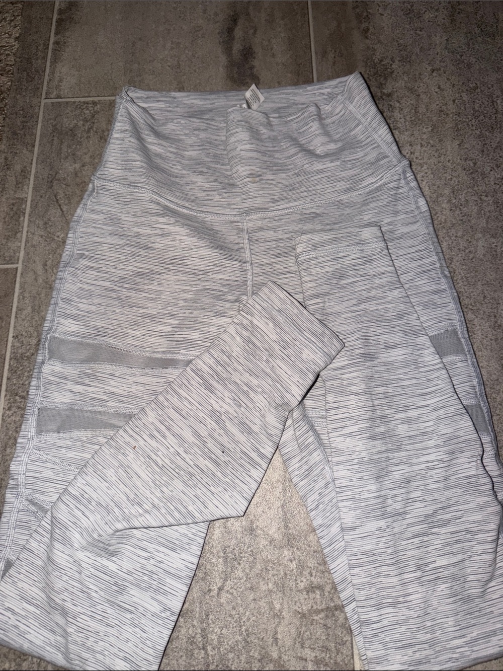 lululemon Light Gray Striped Workout Leggings
